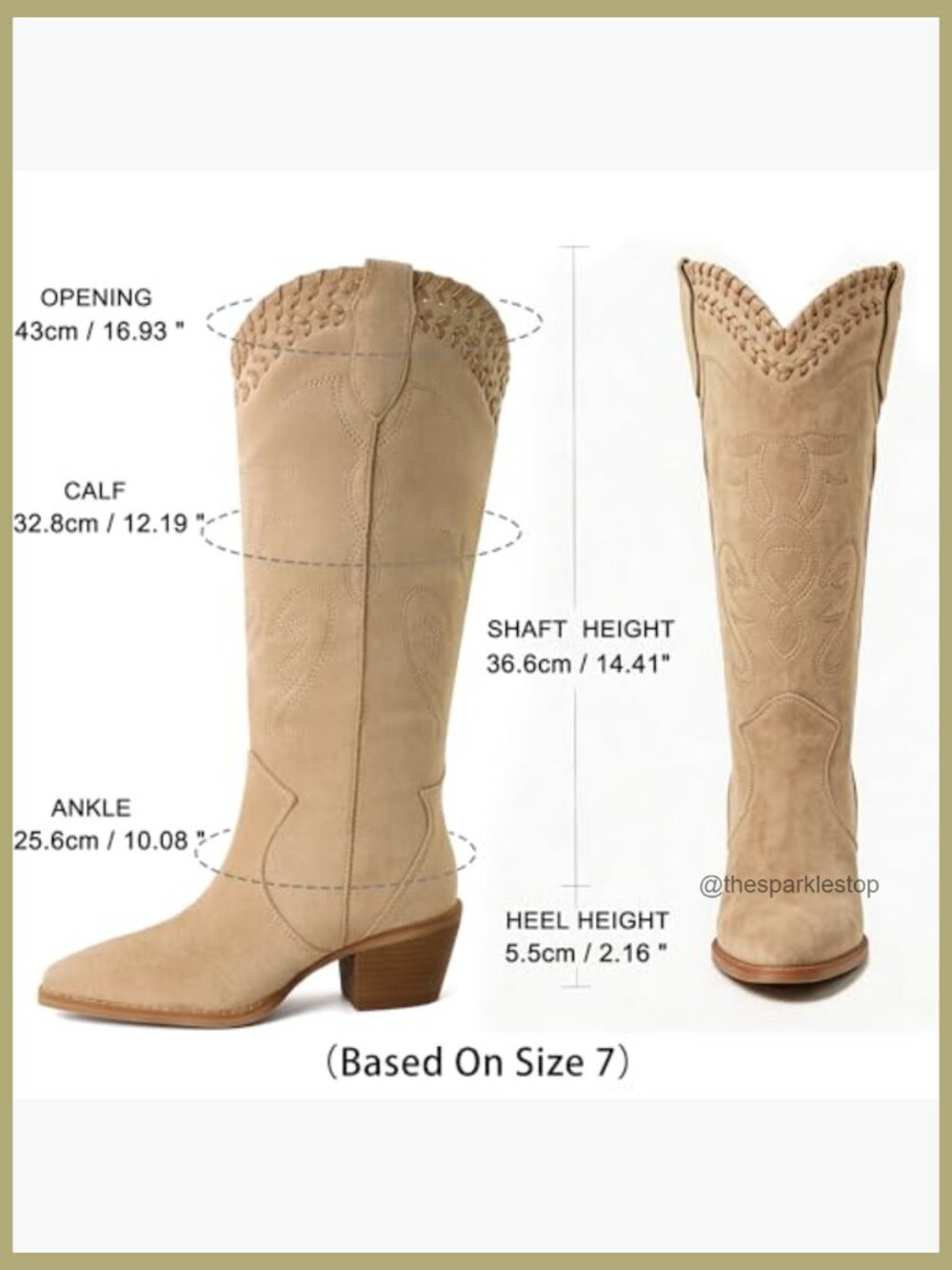 Embroidered Square Toe Chunky Heel Western Boots Pull On - Picture 4 of 7